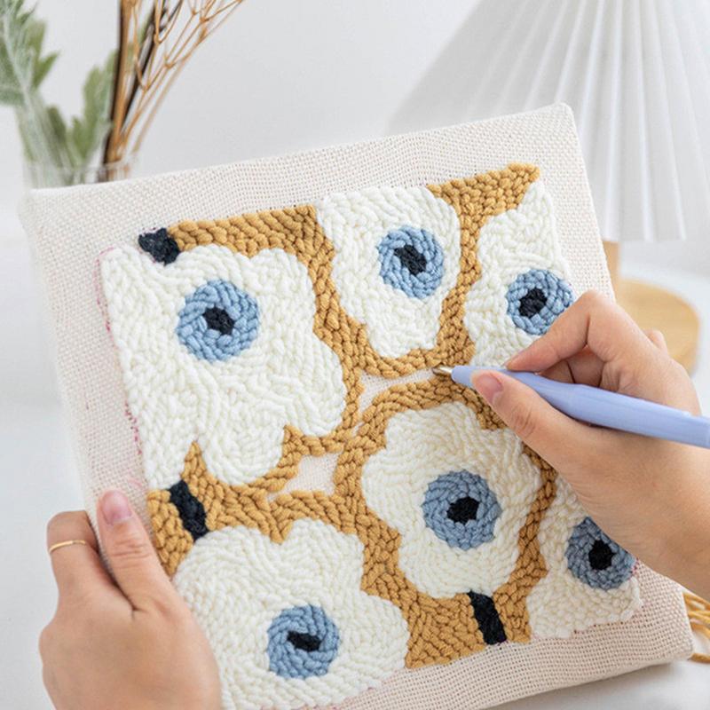 Punch Needle Stickerei Set Einfache Kunstwerke Deko-Sets Komplettes Punch Sticknadel Set Für Anfänger, Mädchen, Erwachsene