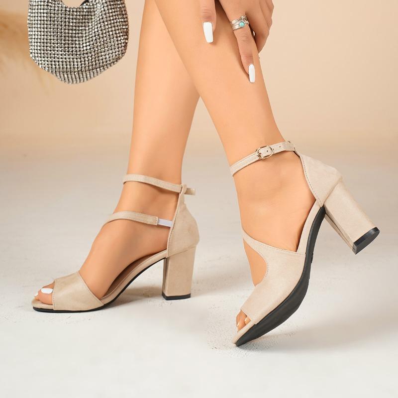 New Women's High-Heeled Sandals Fashion Fish Mouth Open-toed High-heeled Sandals Summer Thick-heel Roman Sandals Sandalias Mujer