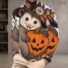 Men Plus Size Crew Neck Long Sleeve Shirt Black Gothic Skull Snake Graphic Casual Street Style Top