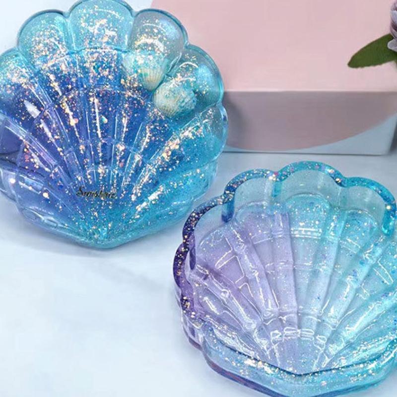 Seashell Resin Box Molds with Lids,3D Jar Silicone Mold,Trinket Storage Container Box Mold for Resin Casting Home Decor