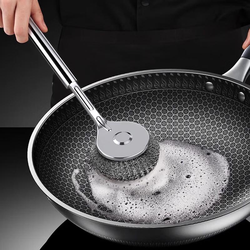 Long Handle Stainless Steel Pot Cleaning Brush