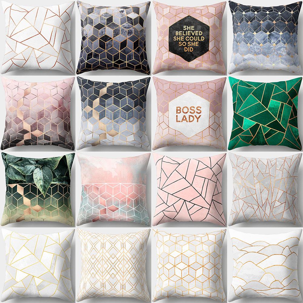 Car Waist Pillow Geometric Sofa Pillow Case Polyester Creative Home Office Pillow Case