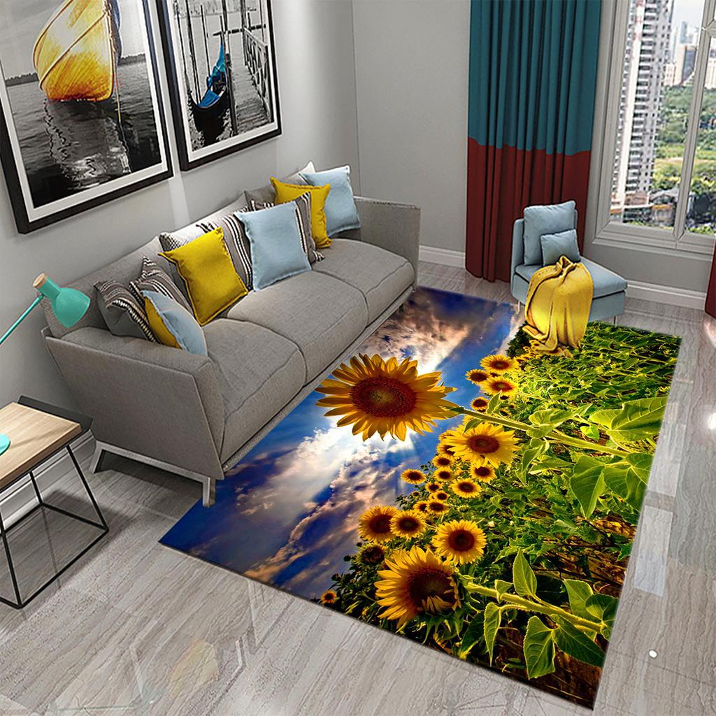 3D Sunflower Pattern Home Carpets for Living Room Bedroom Bathroom Kitchen Rug Kid Room Play Large Carpet Child Crawl Floor Mat