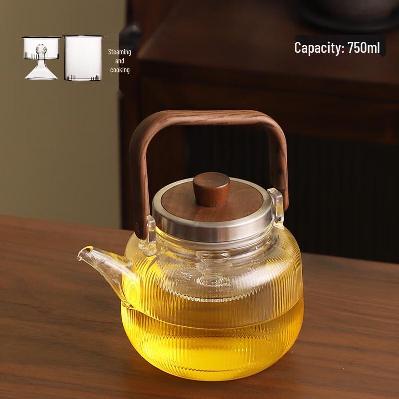 Heat-Resistant Glass Teapot with Lift Handle