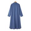 Robe longue en Denim pour femmes, grande taille, tempérament élégant, mode, Style neutre, manches longues, Cardigan à revers, couleur unie