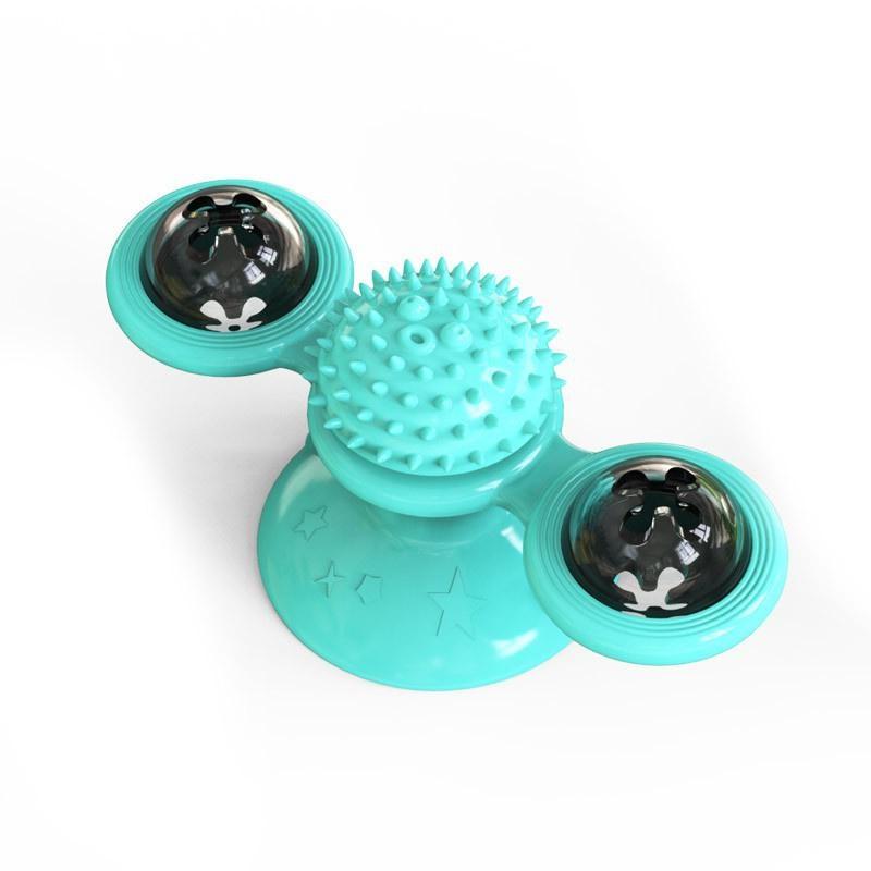 Cat Windmill Toy Funny Massage Rotatable Cat Toys with Catnip LED Ball Teeth Cleaning Pet Products