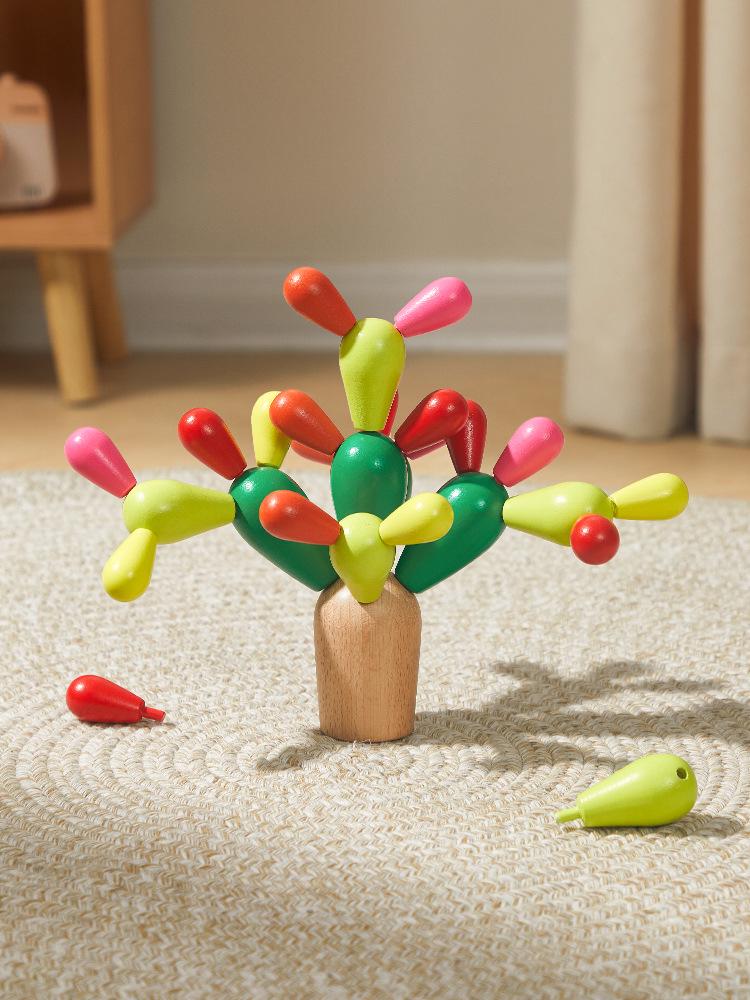 

Wooden Cactus Interlocking Building Blocks Montessori Puzzle Toy for Kids
