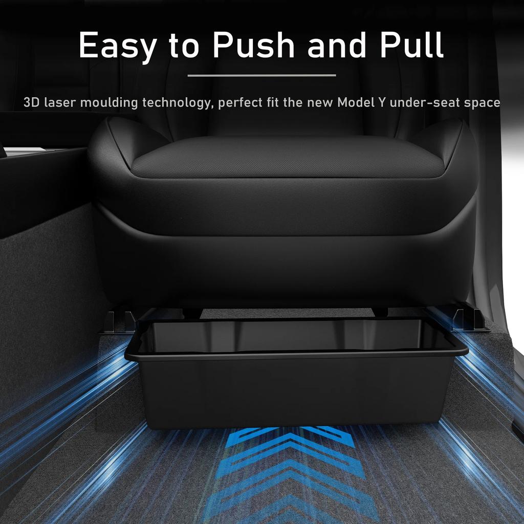 Underseat Storage Box for Tesla Model Y Juniper 2025 Seats Drawer Tray Push Pull Center Console Organizer Interior Accessories