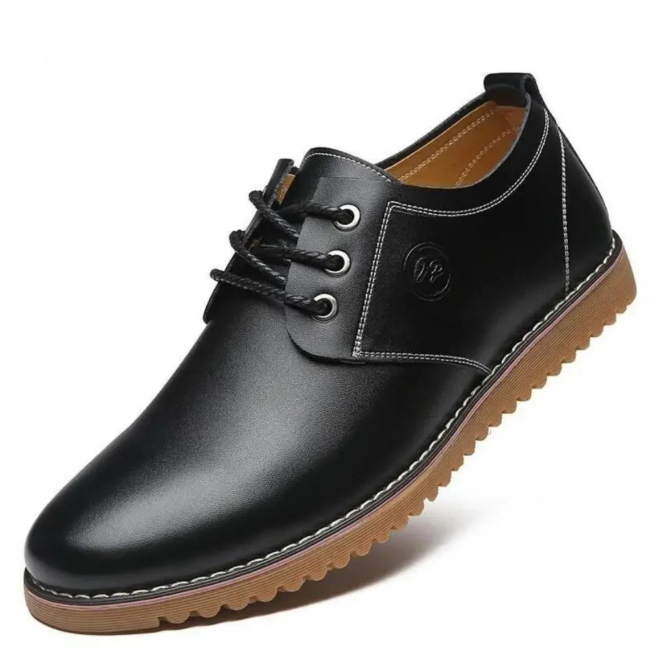 

Men s versatile British soft soled comfortable casual business leather shoes wedding banquet high-quality formal leather shoes 38 чёрный