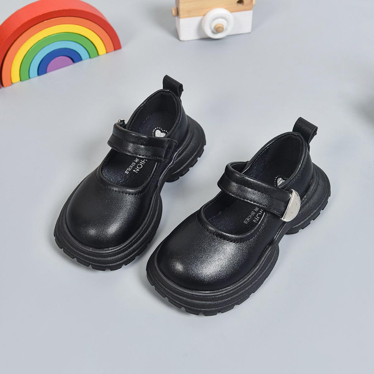 

Girls French-style thick-soled Mary Jane shoes, new spring and autumn princess shoes with Velcro, height-increasing Japanese-style platform shoes 26Inner Length16cm чёрный