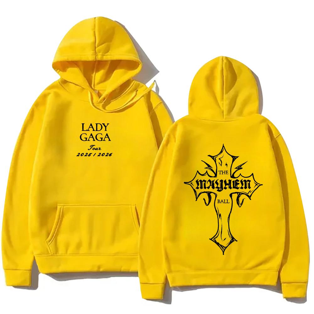 Lady Gaga Fashion Hoodies Lady Gaga MAYHEM Cross Cutoff Print Sweatshirt Fall Retro With Hooded Clothing Unisex Loose Streetwear