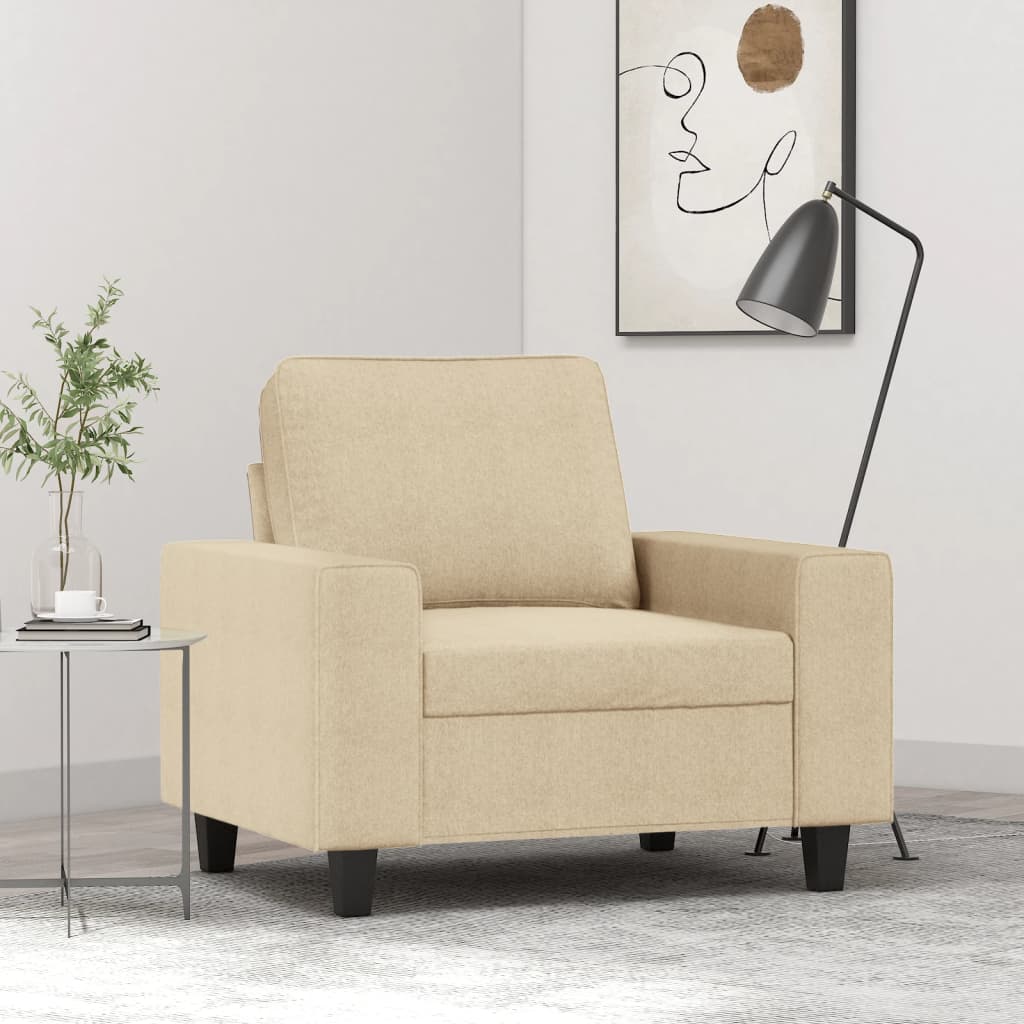 Vidaxl Fotel, Kremowy, 60 Cm, Obity Tkaniną