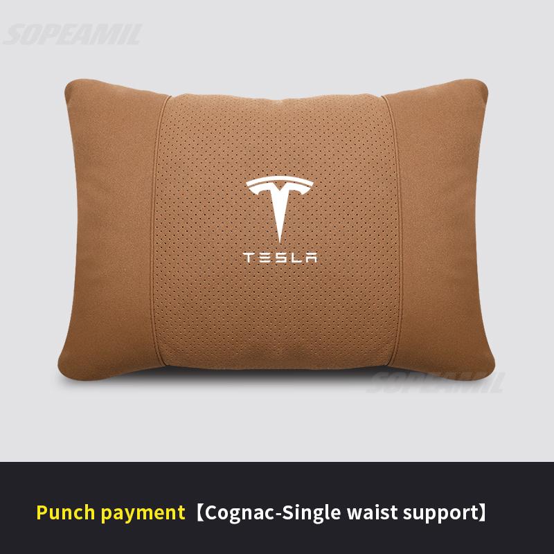 DTDIB1 Tesla Model 3 Model Y Model S Model X Suede Car Headrest Neck Support Seat Lumbar cushion Breathable Soft Neck Pillow Waist pad