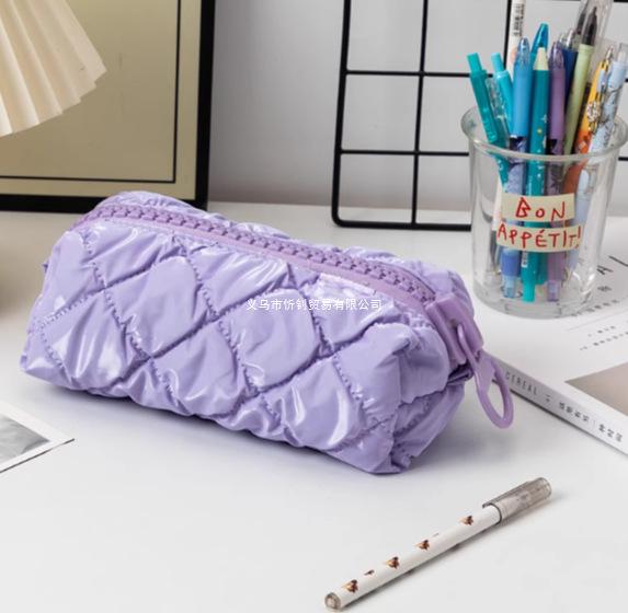 Spacious Korean-Style Pencil Case & Makeup Bag In Girlish Cream