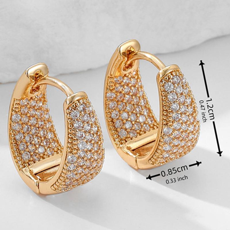 Trendy Round Water Drop Zirconia Earrings For Women Girls Fashion U-shaped Gold Color Metal Crystal Ear Accessorie Zircon Gifts