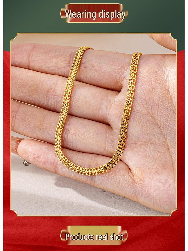 Vietnam Gold Sand Necklace - Luxurious Braided Choker with Long-Lasting Color Retention