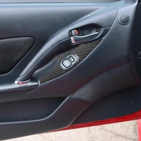 2Pcs Carbon Fiber Interior Window Control Cover Trim For Toyota Celica 2000-2005