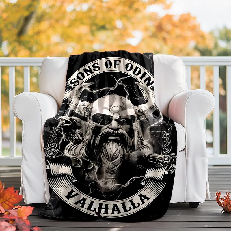 Nordic Mythology Flannel Blanket Soft All-Season Throw, Design for Camping, Car Travel, Hiking Sofa, Bed, Office Perfect Gift for Parties
