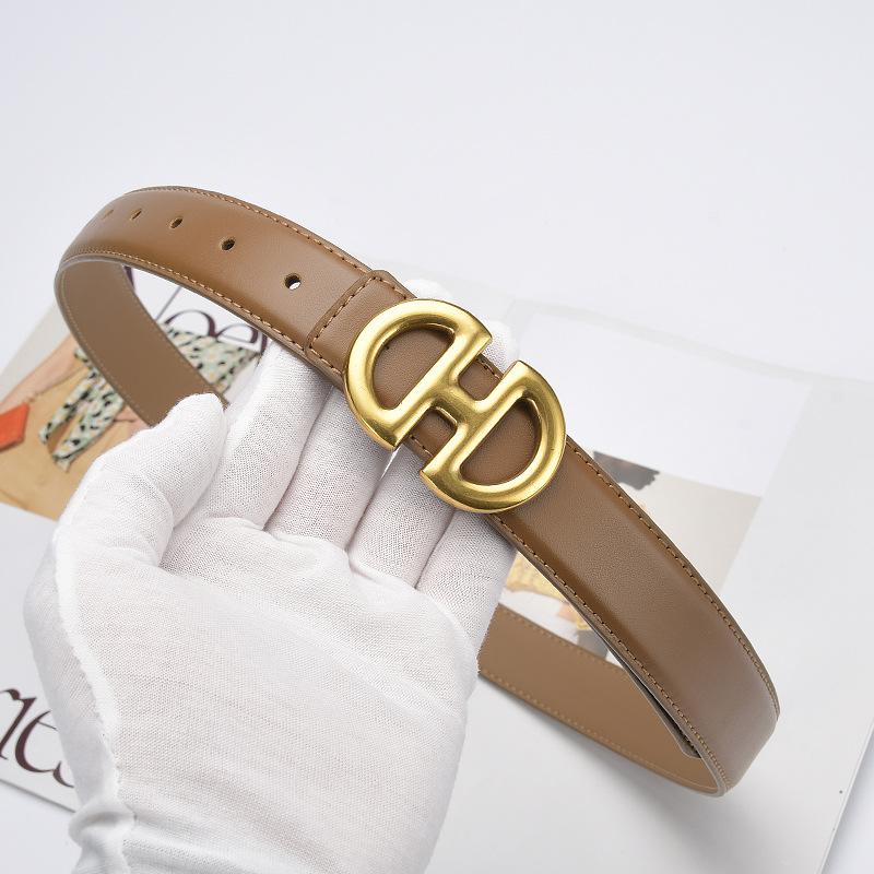 New Women's Belts Colorful and Fashionable Versatile Two-layer Cowhide Belt Simple Style Skirt Belt