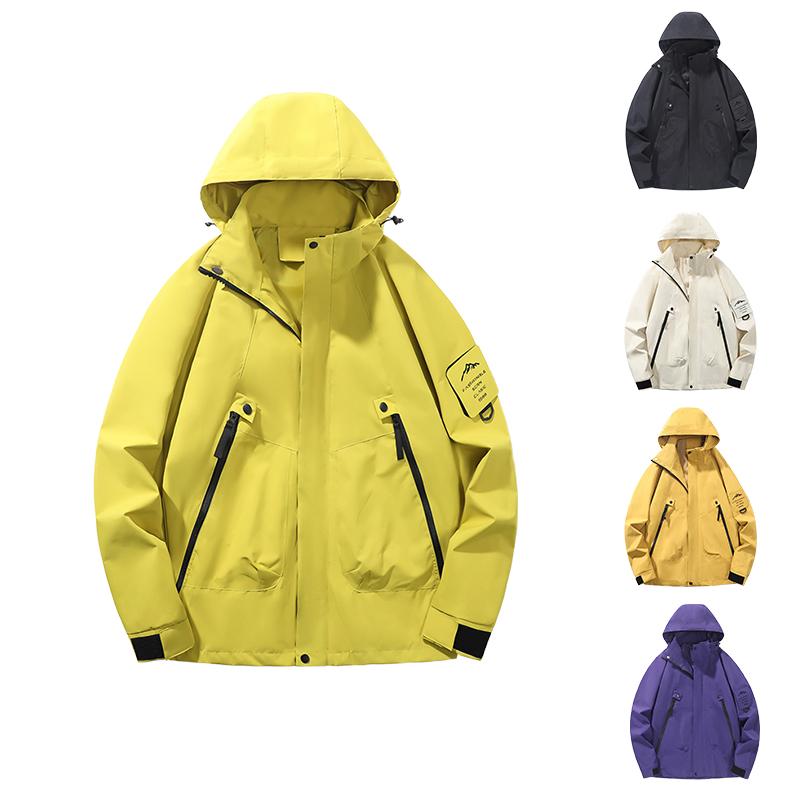 Men's Mountain Style Waterproof Jacket Loose Hooded Cargo Outdoor Windbreaker