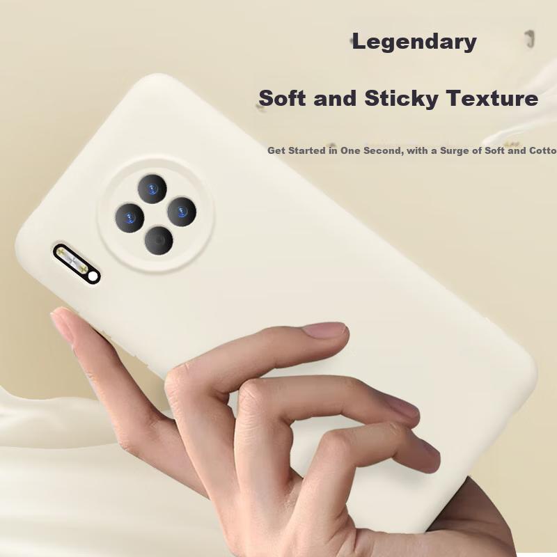 Huawei Mate30 Case Liquid Silicone Soft Cover Full Protection Lens Anti-Drop Anti-Fingerprint Minimalist Cloud Blue