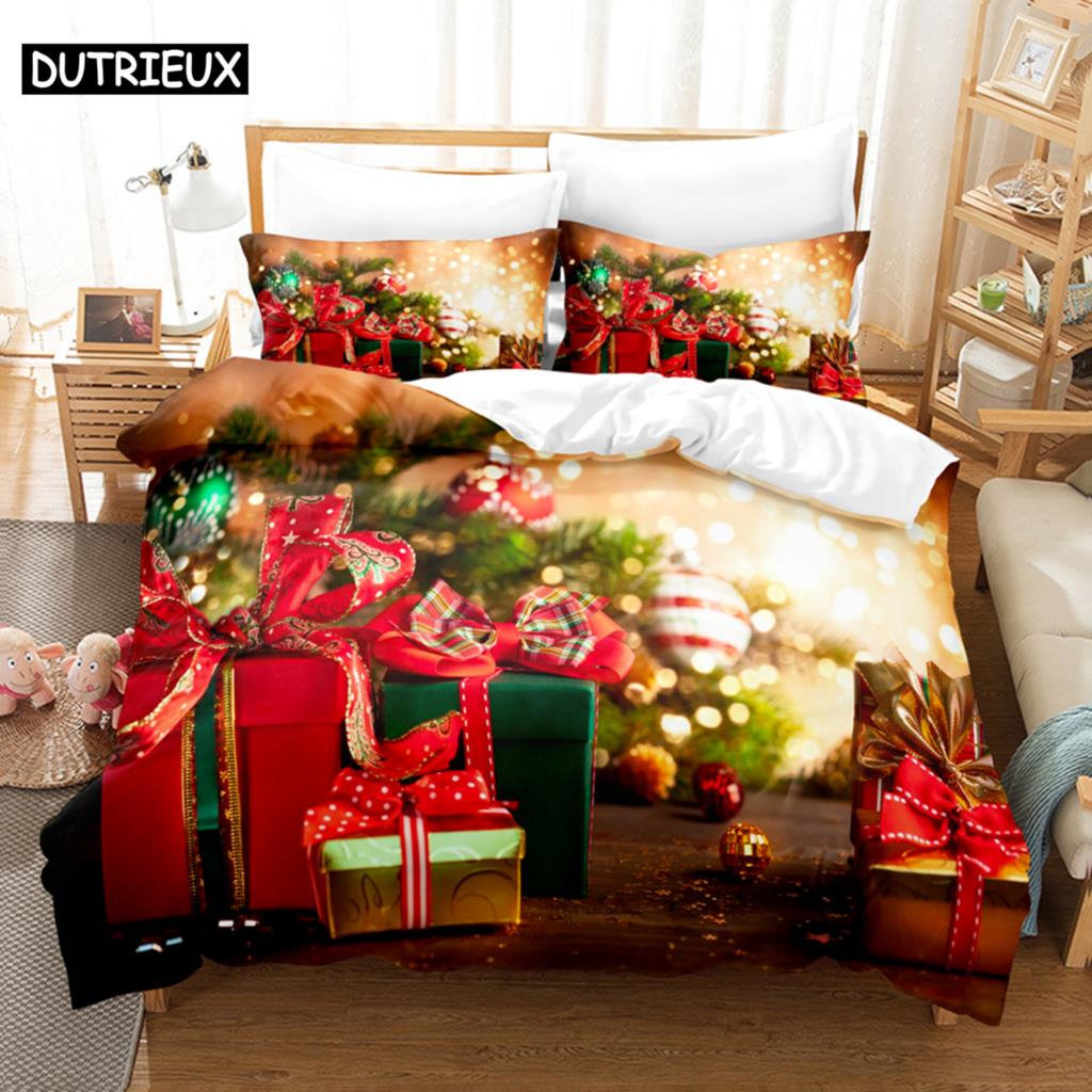 Christmas Quilt Cover Set King Size Duvet Cover Bedding Set 3Pcs 2Pcs 220X240 For Single Double Bed Full Twin 200X200 Bed Thin