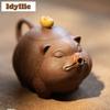 200ml Elegant Yixing Purple Clay Teapots Handmade Animals Ingot Pig Pot Raw Ore Purple Gold Mud Kettle With Filter Zisha Tea Set