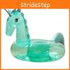 Sparkling Transparent Unicorn Inflatable Float Raft Adult Swim Ring Chair Green