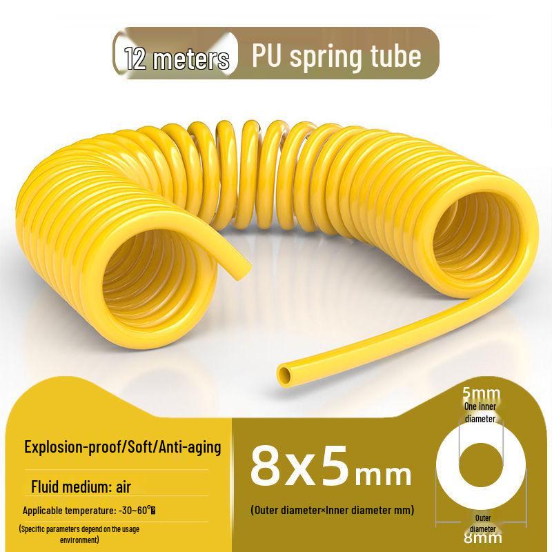 Retractable 8mm PU Spiral Air Hose with Quick Pneumatic Connector