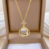 Dreamy Moonstone Planet Zircon Star Pendant Necklaces for Women Girls Stainless Steel Chain Sweet Planet Jewelry Gifts for Lover