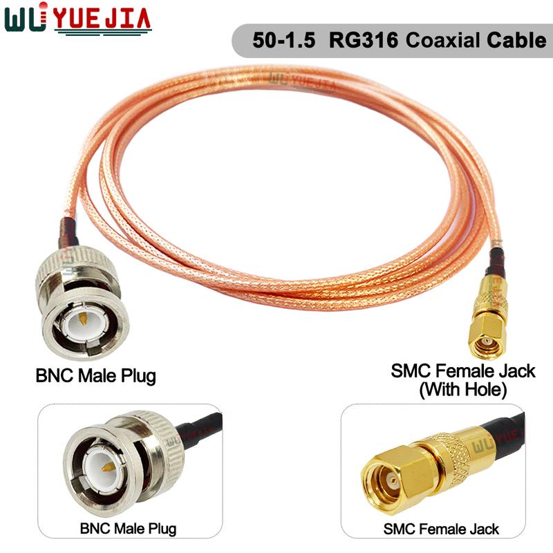Q9 BNC Female to SMC Male Plug Connector RG-316 50-1.5 Low-Loss Highly Flexible RF Coax Cables For GPS LTE Network Radio Modems
