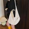 Simple Handmade Knit Shoulder Bag Bohemian Solid Color Crochet Tote Bag Large Capacity Hollow Out Woven Handbag Vacation