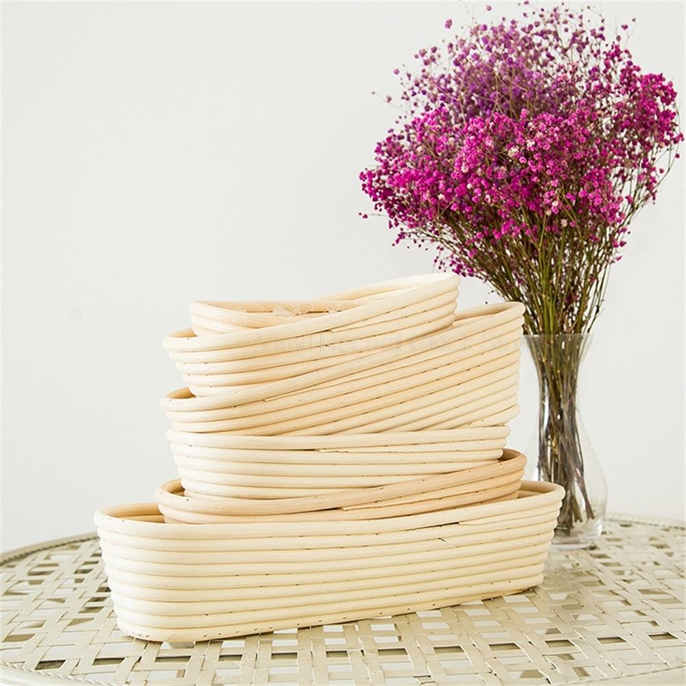 Handmade Wicker Bread Basket Kitchen Bread Boxes Rattan Woven Storage Baskets Oval Fruit Trays Bowl Rattan Organizer Plates