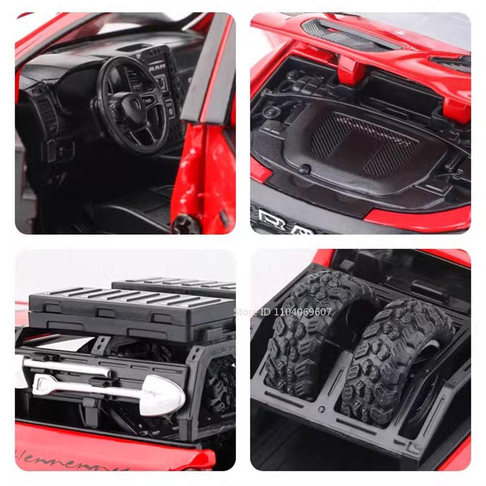 1:32 Mammoth Pickup Toy Car Model Alloy Diecast Doors Opened Sound Light Pull Back Truck Vehicle Models for Boys Kids Gifts