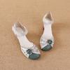 2025 Summer Genuine Leather Shoes Gladiator Sandals Women 4cm High Heels Classic Black Round Toe Hollow Ladies Sandals