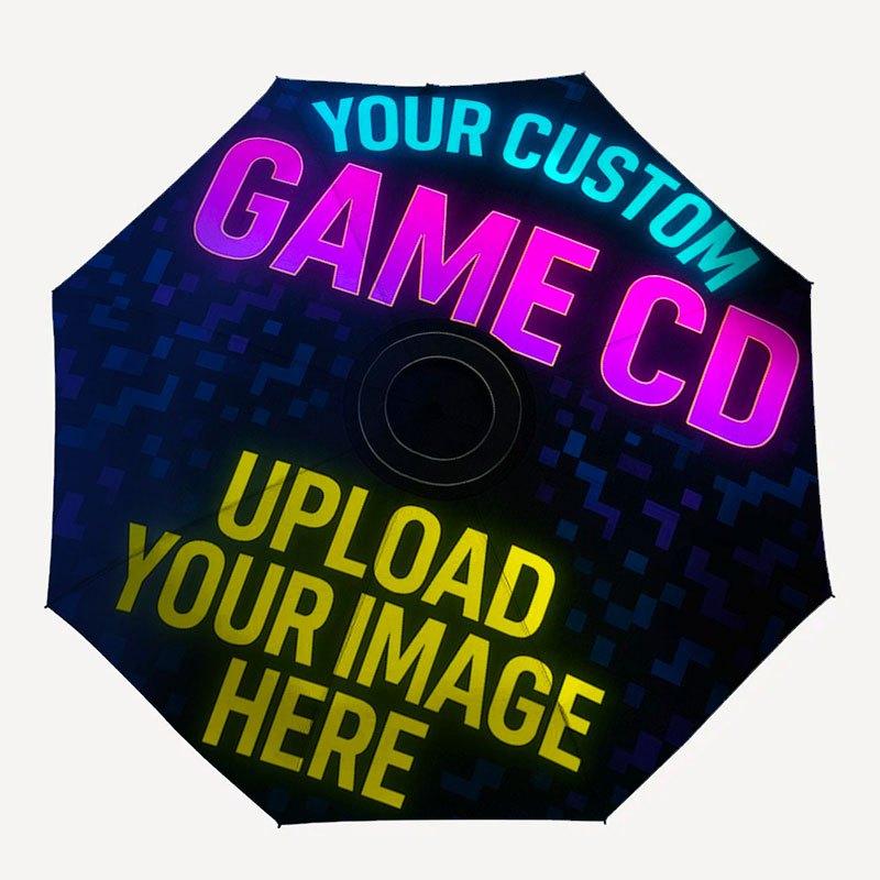 Custom Game CD: Upload Your Image HereUmbrella with Cute Design,Portable 3-Fold Compact Umbrella for Men&Women,Valentine's Day Mother's Day
