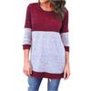 Color Blocked Fine Sweater Sweatshirt Women's Base Shirt Autumn Winter Round Neck Spliced Long Sleeved T-shirt