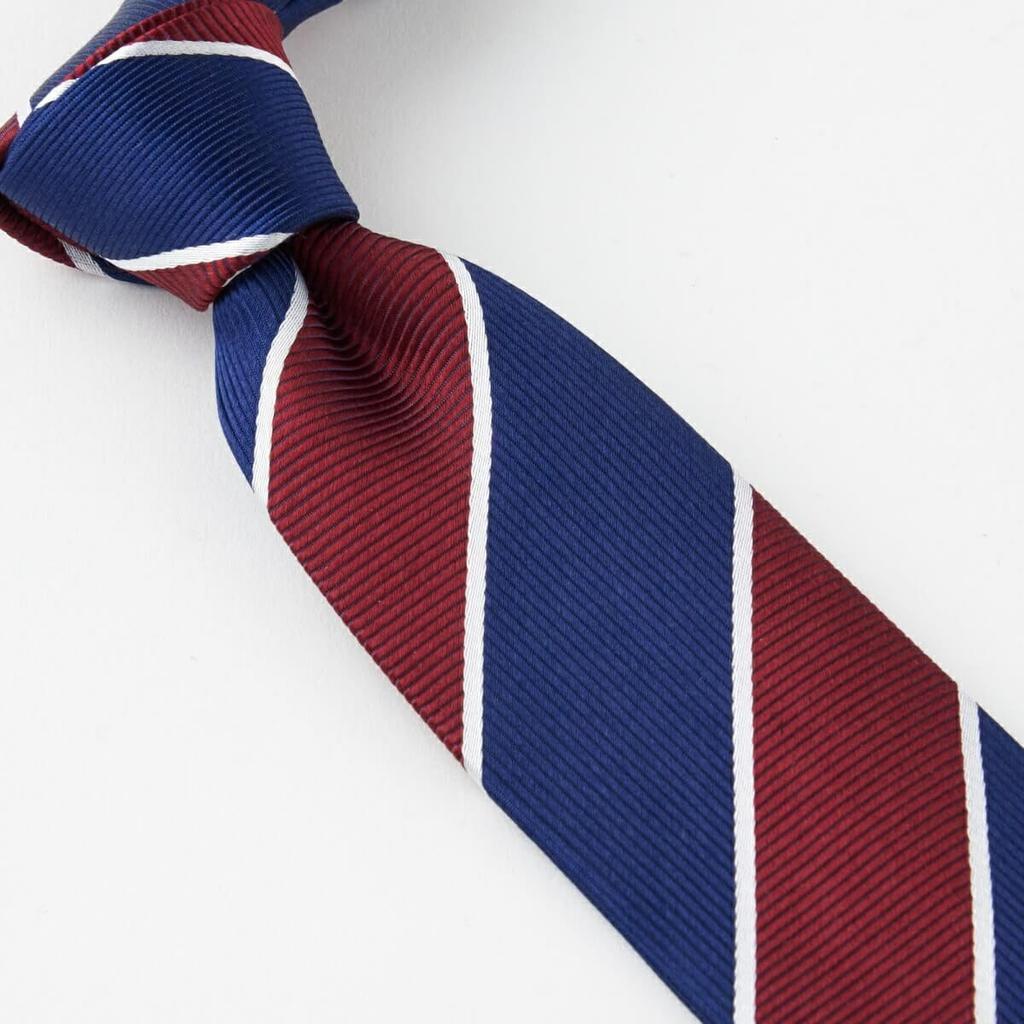 [Ogier] 100% Silk Tie, Regular Tie, Jacquard Weave, Regimental Stripe, Gift, Business, Men's, Stylish, 8cm Width