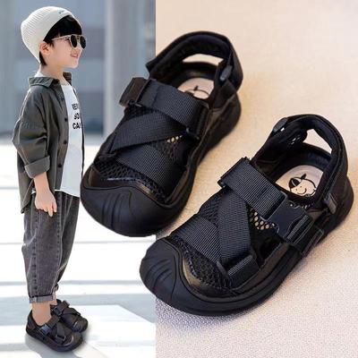 "Boys' Non-Slip Closed-Toe Sandals, Soft Sole, Trendy 2025 Summer Beach Shoes, Cool Street Style"