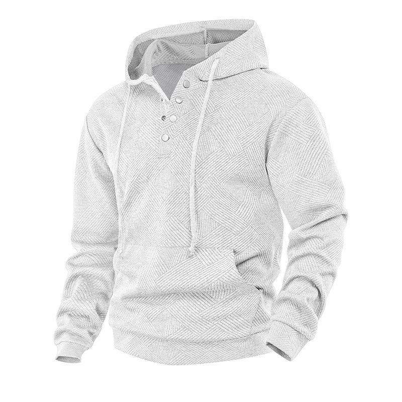 

American Retro Men s Hooded Jacquard Pullover - Versatile Casual Sweatshirt 3XL білий
