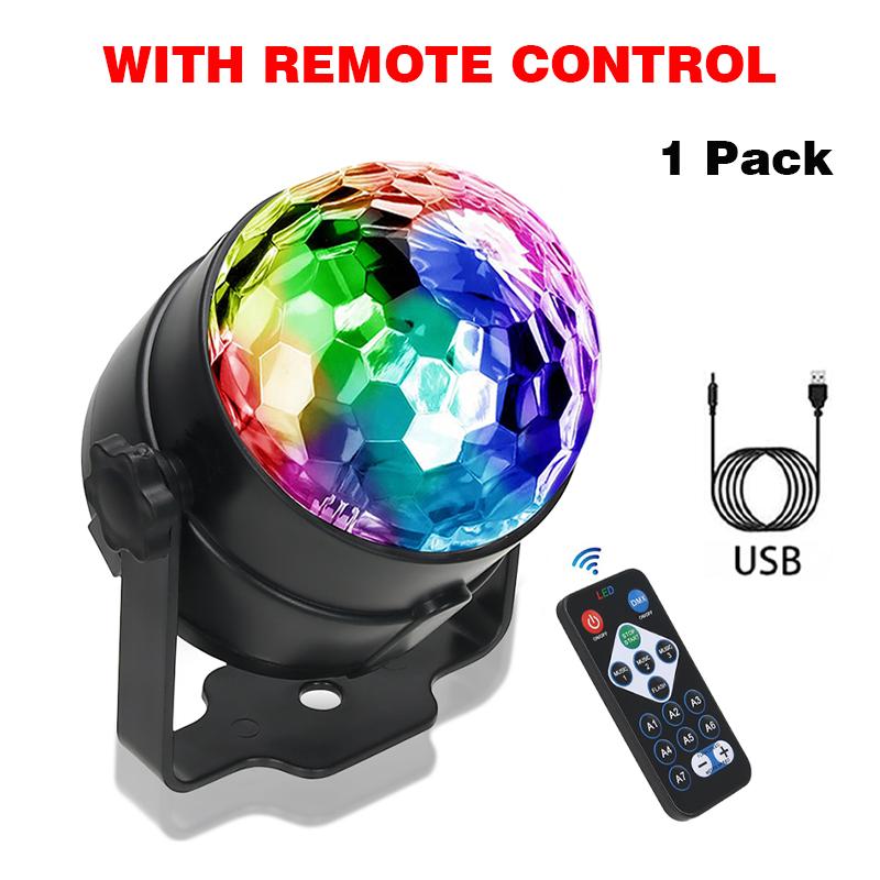 RGB Flashing Disco Ball Party Lights, LED Stage Spotlight w/Rotating Effects,Christmas Halloween Karaoke Wedding Birthday Decor