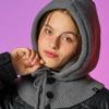 [Real Knit Ver.] Winter Ribbon Strab Balaclava Hat [Gray]