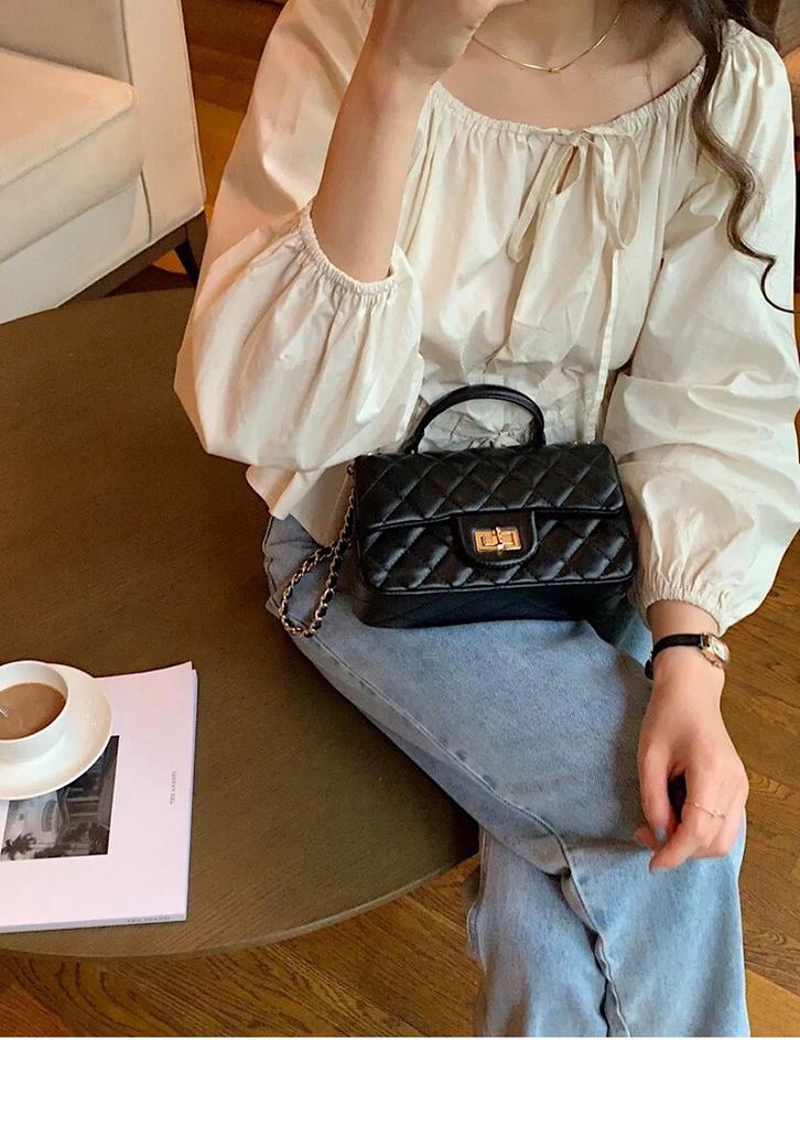 Rhombus Bag Women's Head Sheepskin Bag Leather Chain High-end Cf Fashion Shoulder Messenger Mahjong Bag