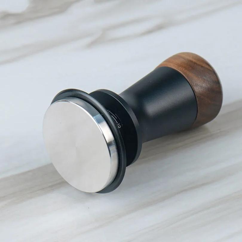 51/53/58mm Espresso Coffee Tamper Walnut Adjustable Height Constant Force Coffee Tamper Stainless Steel Base Internal Spring