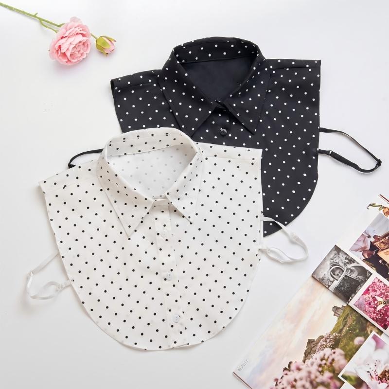 Cotton Detachable Pointed False Collar with Dot Detail for Commuting Layers, Casual Styling, and Daily Outfit Enhancement