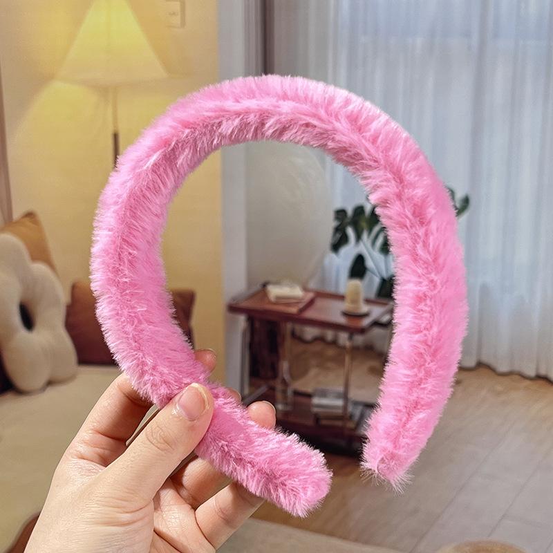 Herbst/Winter Damen Einfaches Bonbonfarbenes Plüsch-Stirnband mit breiter Krempe - Niedliches und vielseitiges Haaraccessoire