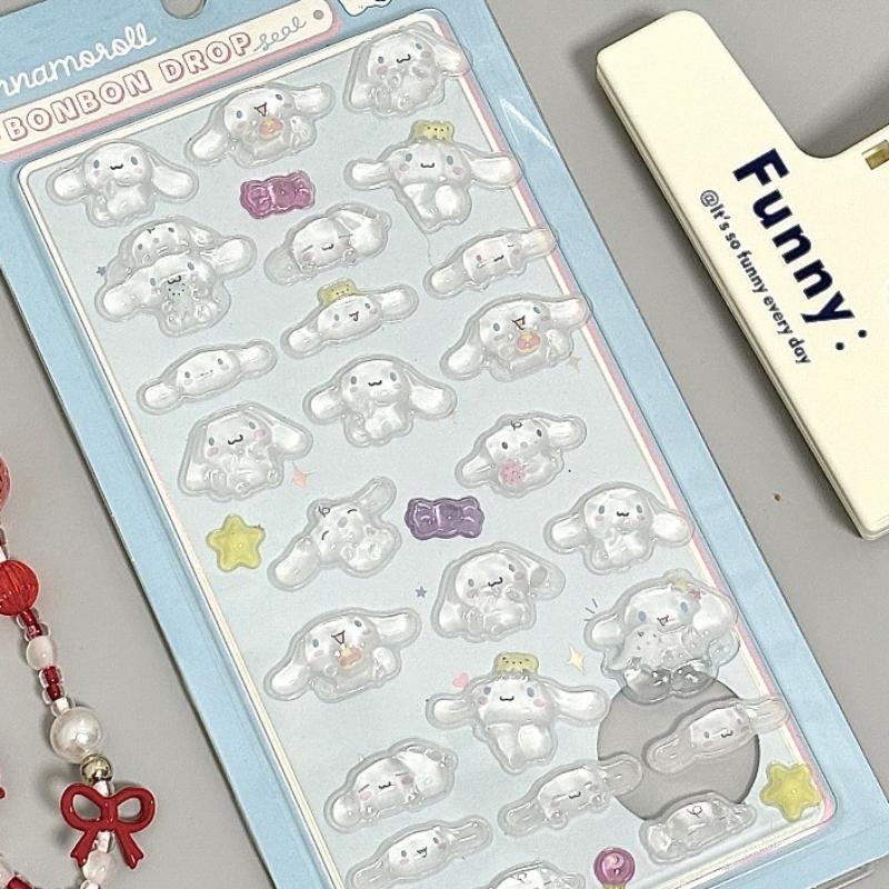 Kawaii Sanrio Hello Kitty DIY 3D Relief Decorative Stickers Cute Cartoon Kuromi Cinnamoroll Phone Case Creative Decoration Gifts