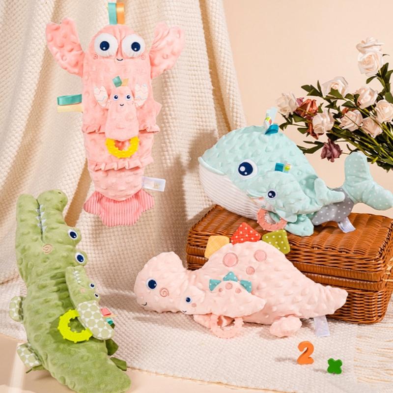 Newborns Baby Plush Animal Doll Cartoon Animal Tail Wagging Pillow Baby Soothing Toy 0-1 Year Infant Puzzle Toy