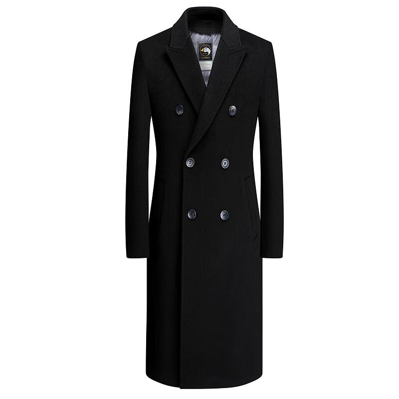 FAPAI Men's Long Wool Blend Overcoat with Detachable Down Liner