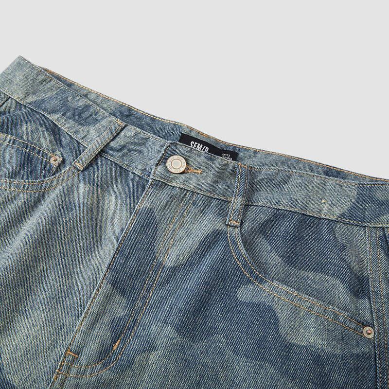 Semir Men's Summer Loose Camouflage Curved Jeans